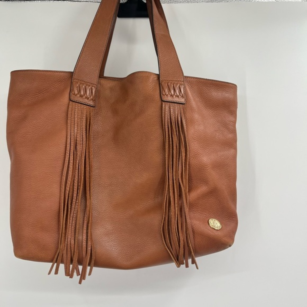 Vince Camuto Brown Leather Fringe Tote